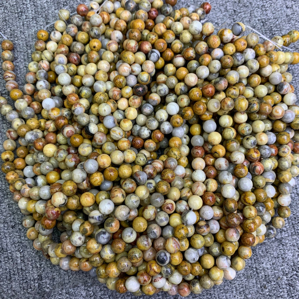 Natural Crazy Lace Agate Beads 6mm 8mm 10mm Yellow Gemstone Round Beads Crazy Lace Agate Bead 15.5 Inch Strand AAA
