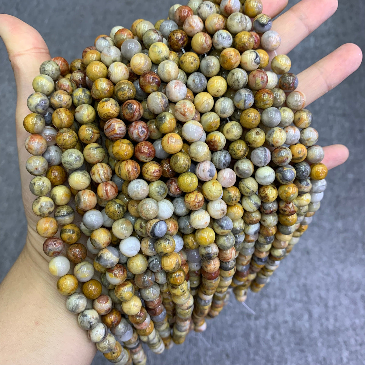 Natural Crazy Lace Agate Beads 6mm 8mm 10mm Yellow Gemstone Round Beads Crazy Lace Agate Bead 15.5 Inch Strand AAA