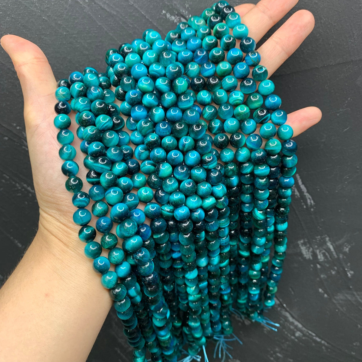 Natural Lake Placid Blue Tiger Eyes Bead 6mm 8mm 10mm Tiger Eye Gemstone Round Beads Lake Blue Tiger Eye Bead 15.5 Inch Strand AAA