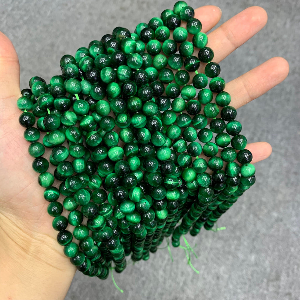 Natural Green Tiger Eyes Bead 6mm 8mm 10mm Tiger Eye Gemstone Round Beads Green Tiger Eye Bead 15.5 Inch Strand AAA