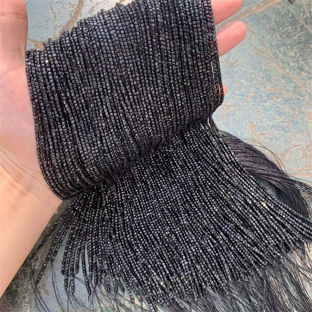 Natural Black Spinel Micro Faceted Cube Beads 2.5mm 3mm 5mm Black Gemstones Loose Beads for Jewelry Making 15.5 Inch Strand AAA