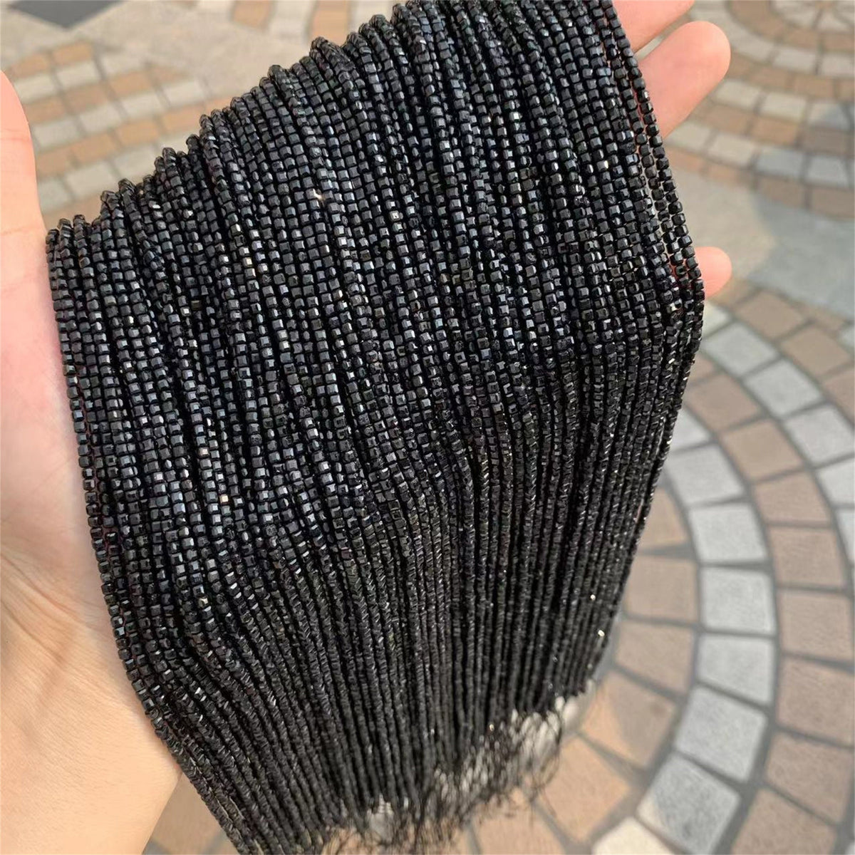 Natural Black Spinel Micro Faceted Cube Beads 2.5mm 3mm 5mm Black Gemstones Loose Beads for Jewelry Making 15.5 Inch Strand AAA