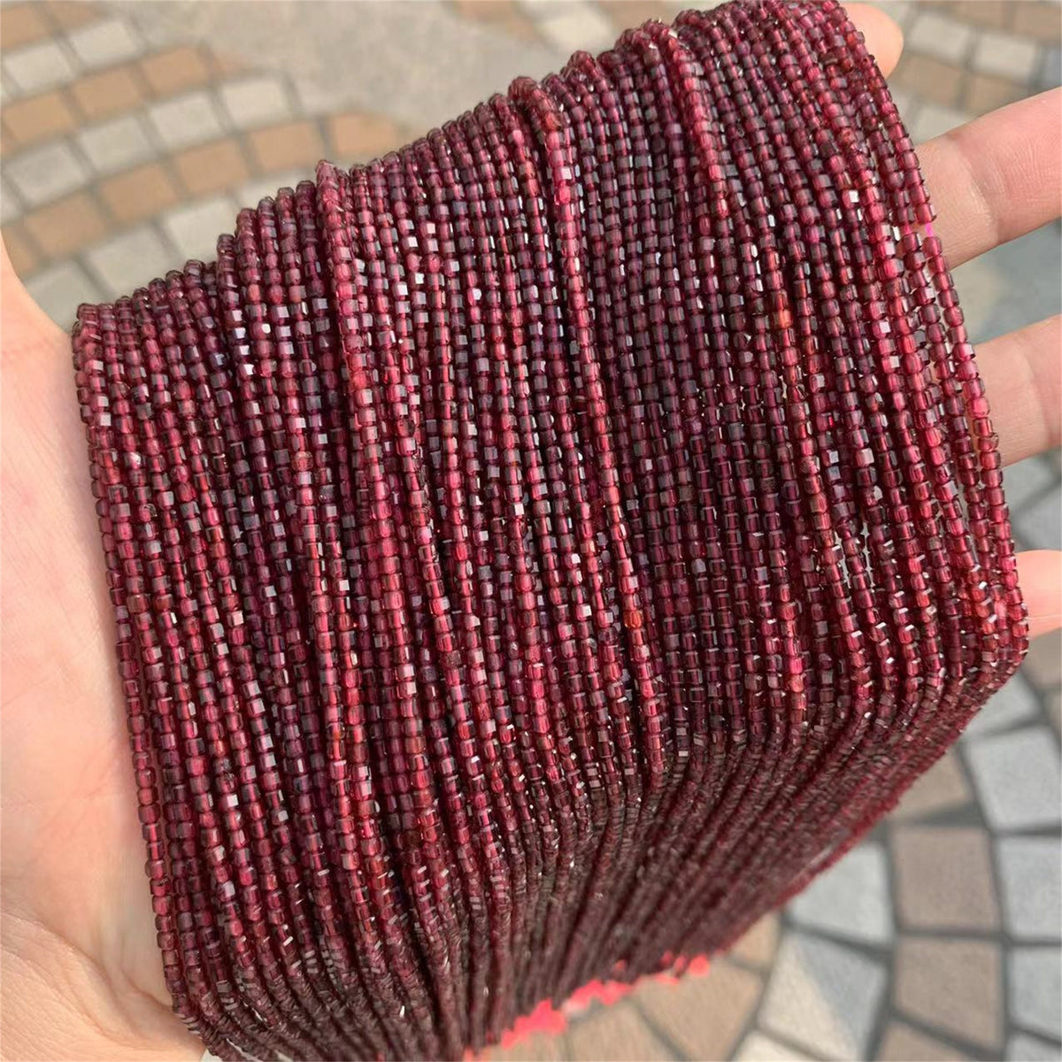 Natural Red Garnet Beads Micro Faceted Cube Beads 2.5mm Red Garnet Gemstones Loose Beads for Jewelry Making 15.5 Inch Strand AAA
