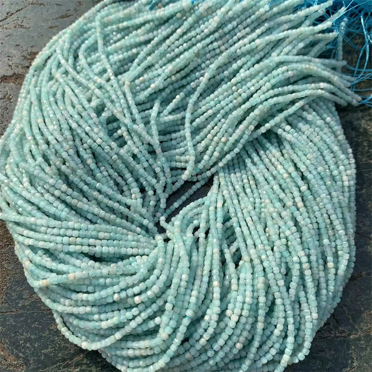 Natural Amazonite Beads Micro Faceted Cube Beads 2.5mm Amazonite Gemstones Loose Beads for Jewelry Making 15.5 Inch Strand AAA