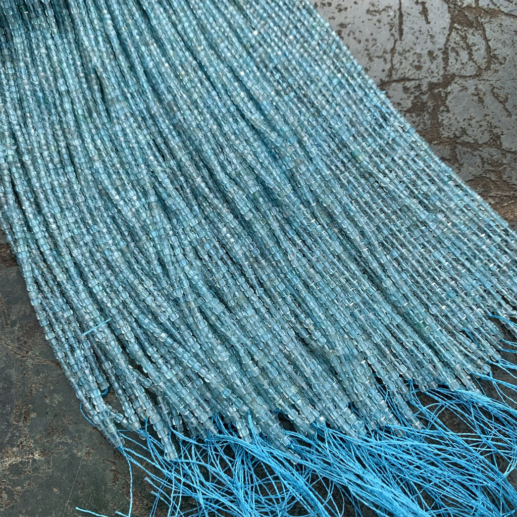 Natural Apatite Beads Micro Faceted Cube Beads 2.5mm Apatite Gemstones Loose Beads for Jewelry Making 15.5 Inch Strand AAA