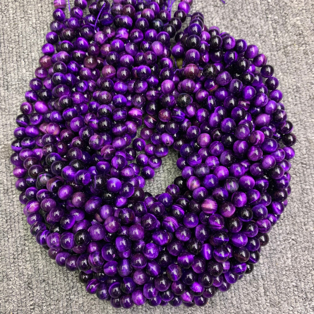 Natural Purple Tiger Eyes Bead 6mm 8mm 10mm Tiger Eye Gemstone Round Beads Purple Tiger Eye Bead 15.5 Inch Strand AAA