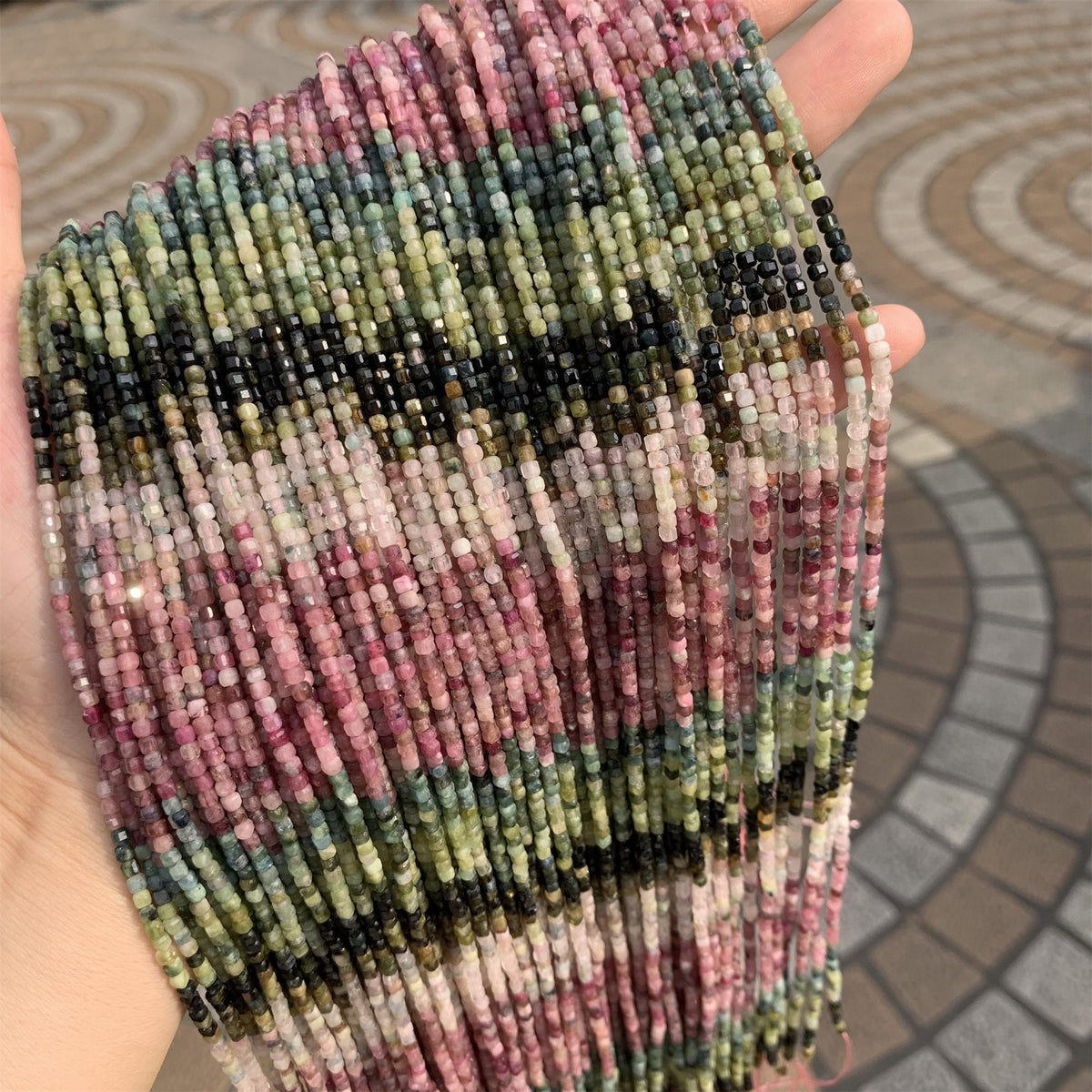 Natural Multi Tourmaline Beads Micro Faceted Cube Bead 2.5mm Multi Tourmaline Gemstones Loose Bead for Jewelry Making 15.5 Inch Strand AAA