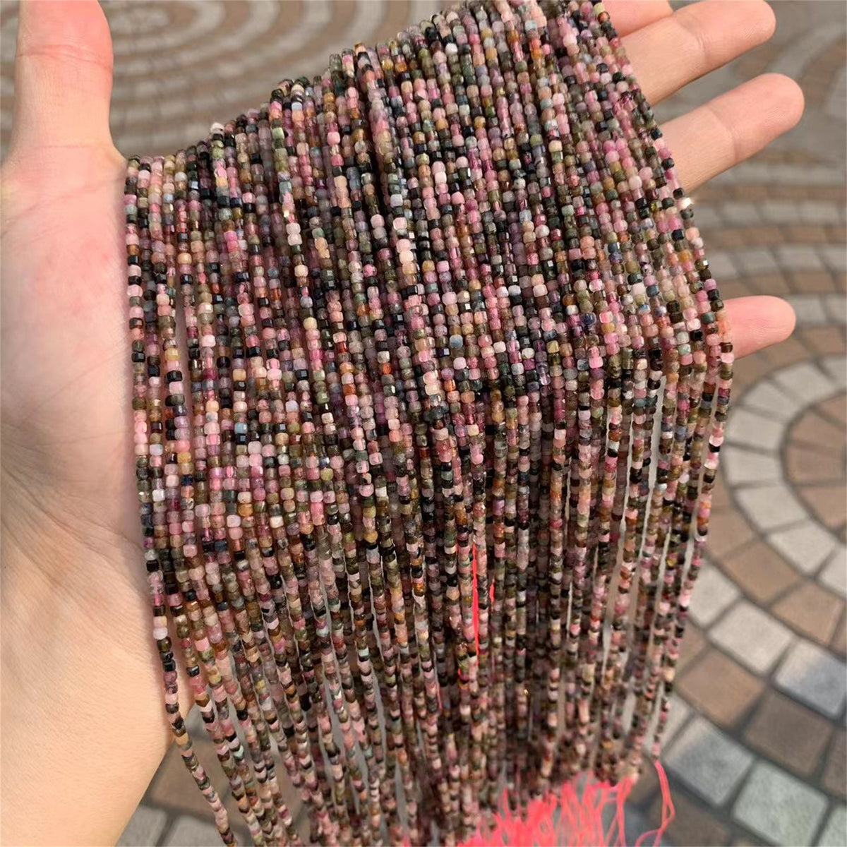 Natura Tourmaline Beads Micro Faceted Cube Bead 2.5mm Tourmaline Gemstones Loose Bead for Jewelry Making 15.5 Inch Strand AAA