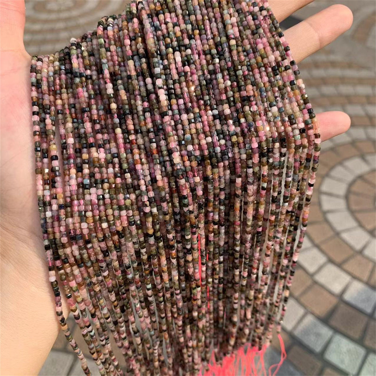 Natura Tourmaline Beads Micro Faceted Cube Bead 2.5mm Tourmaline Gemstones Loose Bead for Jewelry Making 15.5 Inch Strand AAA