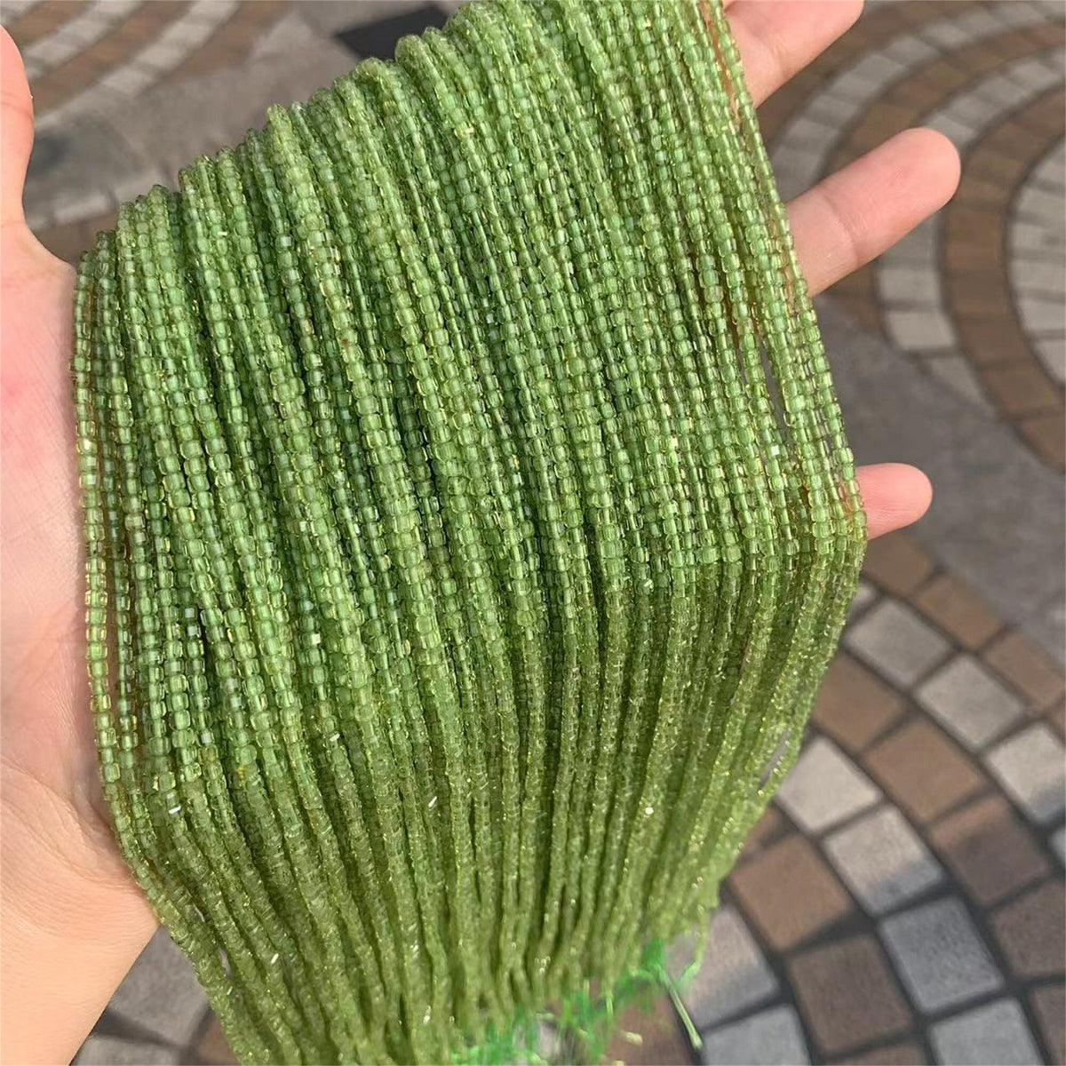 Natural Peridot Beads Micro Faceted Cube Bead 2.5mm Peridot Gemstones Loose Bead for Jewelry DIY Making 15.5 Inch Strand AAA