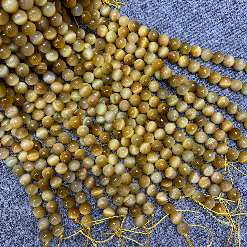 Natural Golden Tiger Eye Beads 6mm 8mm 10mm Gemstone Loose Beads Yellow Color Tiger Eye Bead for DIY Jewelry Making 15.5 Inch AAA
