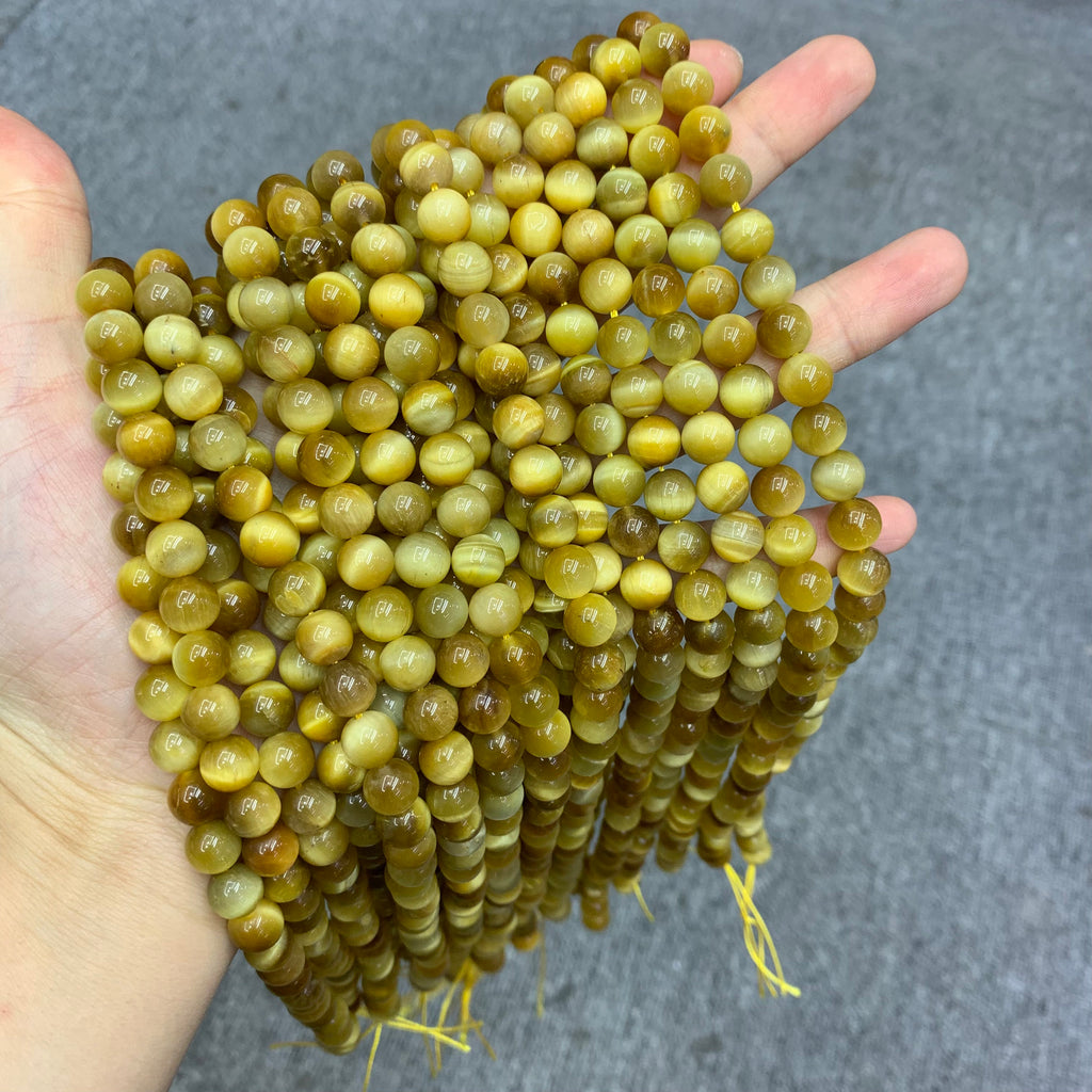Natural Golden Tiger Eye Beads 6mm 8mm 10mm Gemstone Loose Beads Yellow Color Tiger Eye Bead for DIY Jewelry Making 15.5 Inch AAA