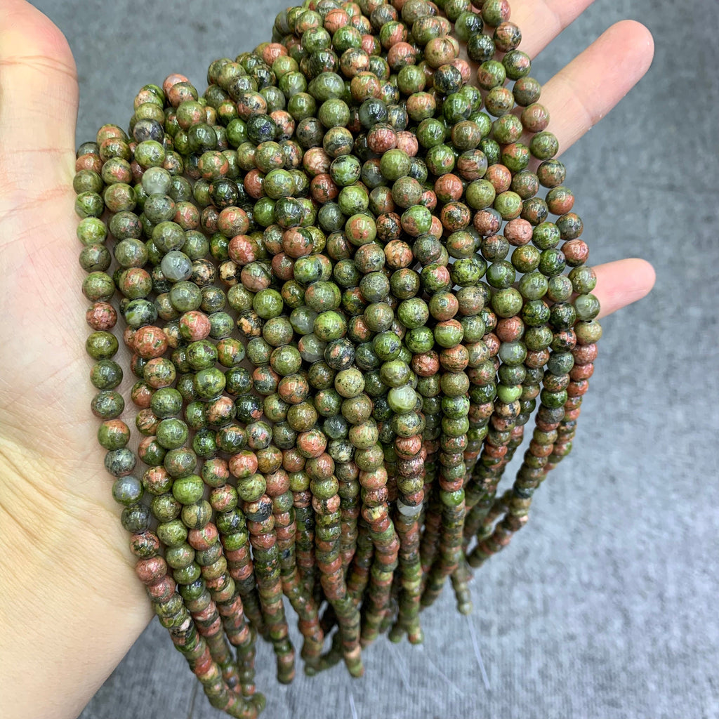 Natural Unakite Beads 6mm 8mm 10mm Green Gemstone Round Beads Loose Round Semi Precious Unakite Bead 15.5 Inch Strand