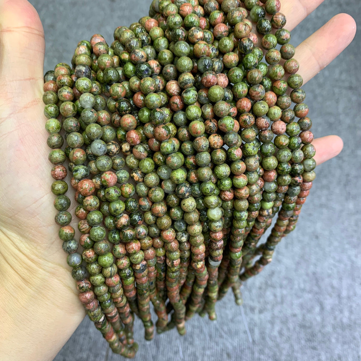 Natural Unakite Beads 6mm 8mm 10mm Green Gemstone Round Beads Loose Round Semi Precious Unakite Bead 15.5 Inch Strand