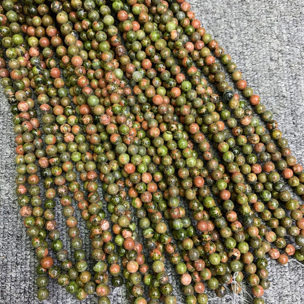 Natural Unakite Beads 6mm 8mm 10mm Green Gemstone Round Beads Loose Round Semi Precious Unakite Bead 15.5 Inch Strand
