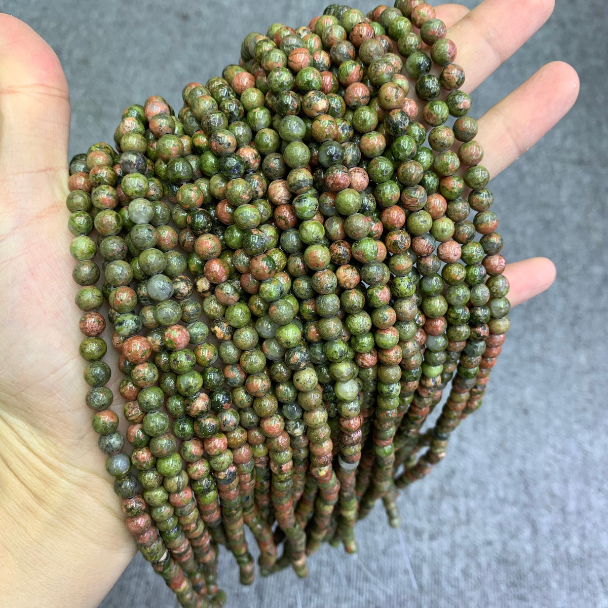 Natural Unakite Beads 6mm 8mm 10mm Green Gemstone Round Beads Loose Round Semi Precious Unakite Bead 15.5 Inch Strand