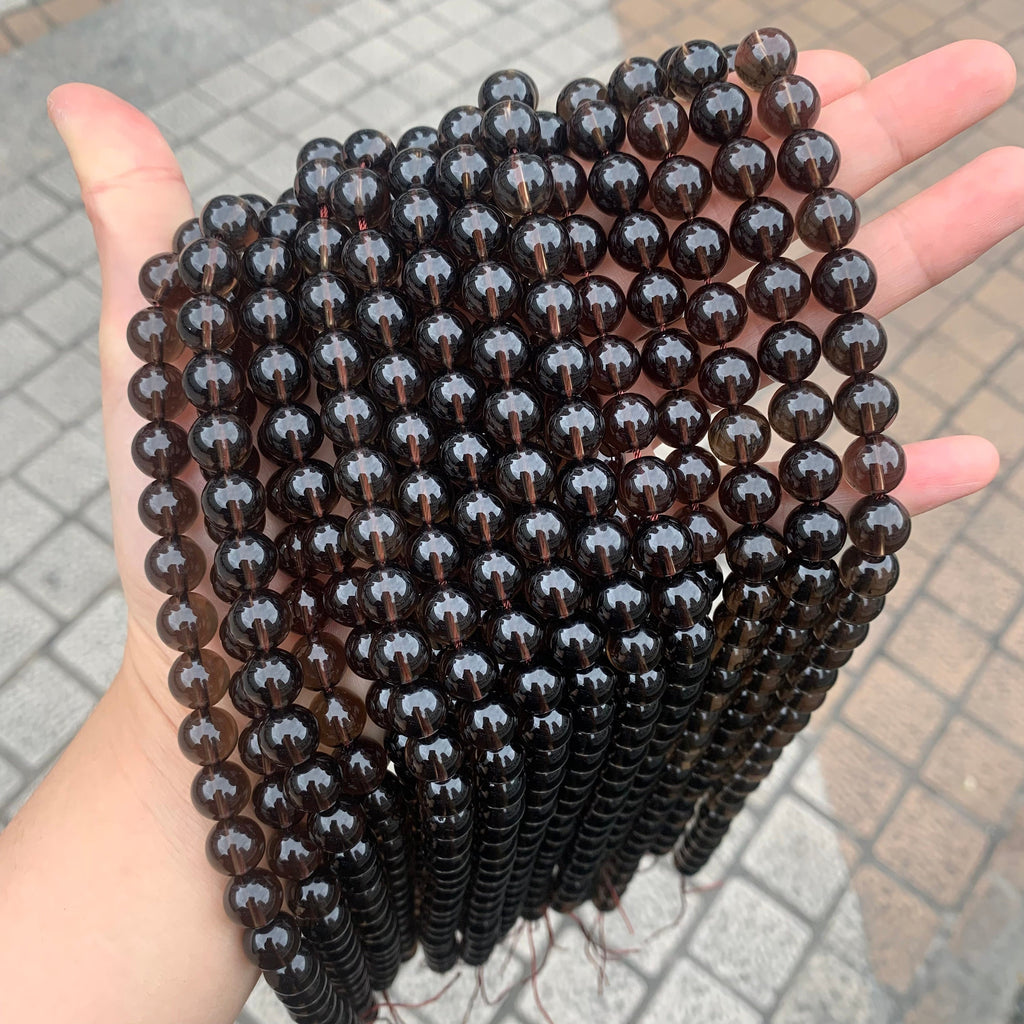 Natural Smoky Quartz Beads 6mm 8mm 10mm Top Quality Gemstone Round Beads Grade AAA Round Loose Beads 15.5 Inch Strand for DIY Jewelry Making