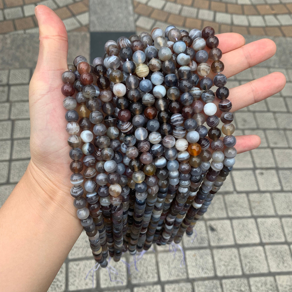 Natural Botswana Agate Round Beads 4mm 6mm 8mm 10mm Gemstone Loose Gray Beads 15.5 Inch Strand Garde AAA for DIY Jewelry Making