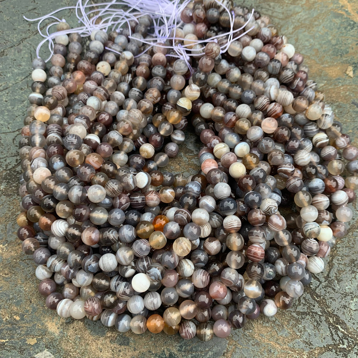 Natural Botswana Agate Round Beads 4mm 6mm 8mm 10mm Gemstone Loose Gray Beads 15.5 Inch Strand Garde AAA for DIY Jewelry Making