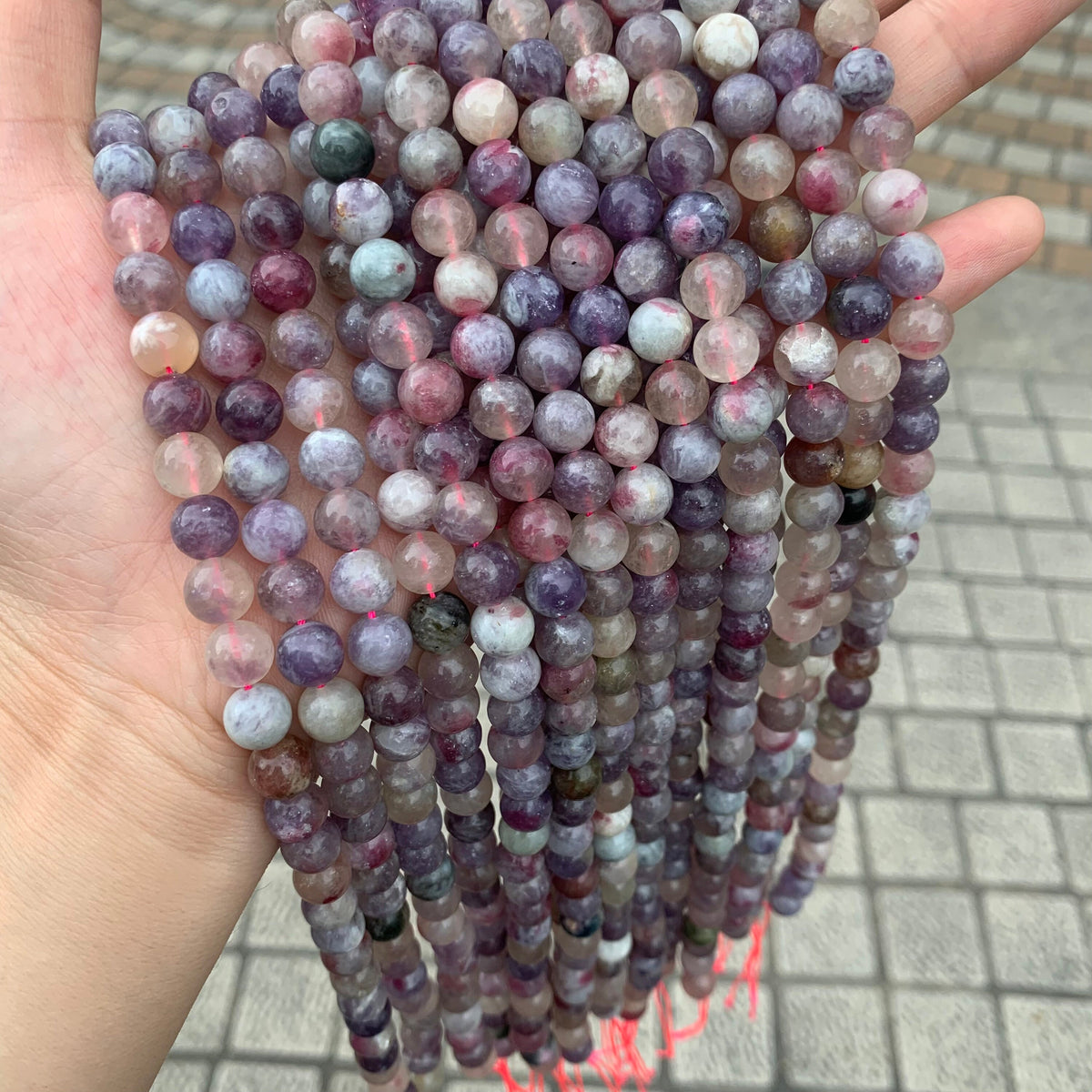 Natural Pink Tourmaline Round Beads 6mm 8mm 10mm Purple Tourmaline Smooth Bead for Jewelry DIY Making Strand 15.5" Garde AAA