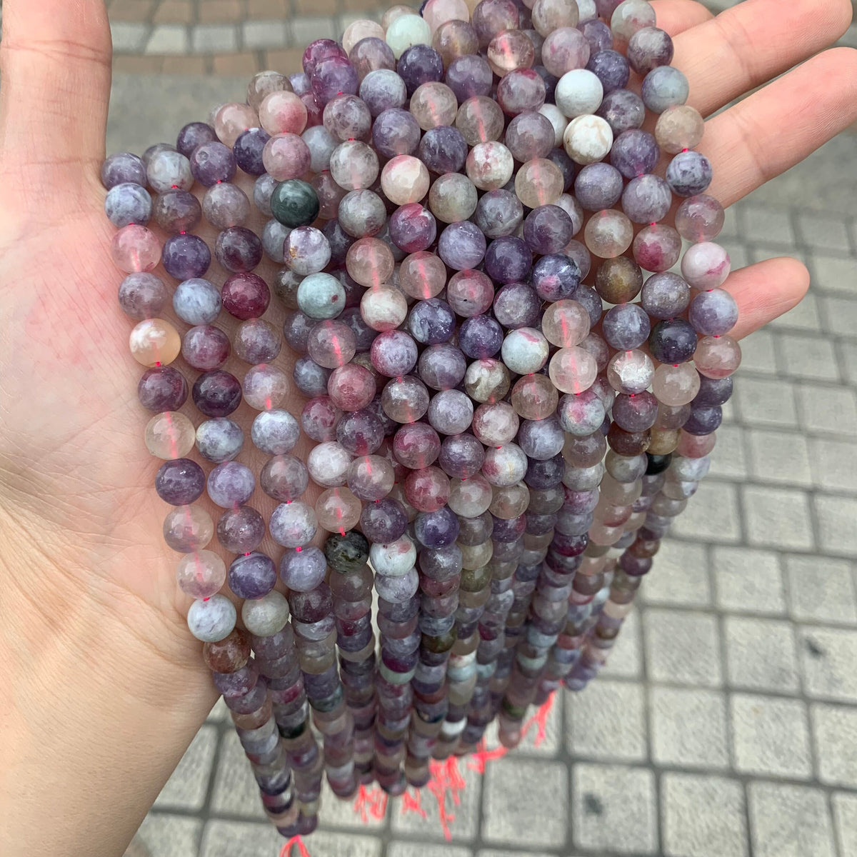 Natural Pink Tourmaline Round Beads 6mm 8mm 10mm Purple Tourmaline Smooth Bead for Jewelry DIY Making Strand 15.5" Garde AAA
