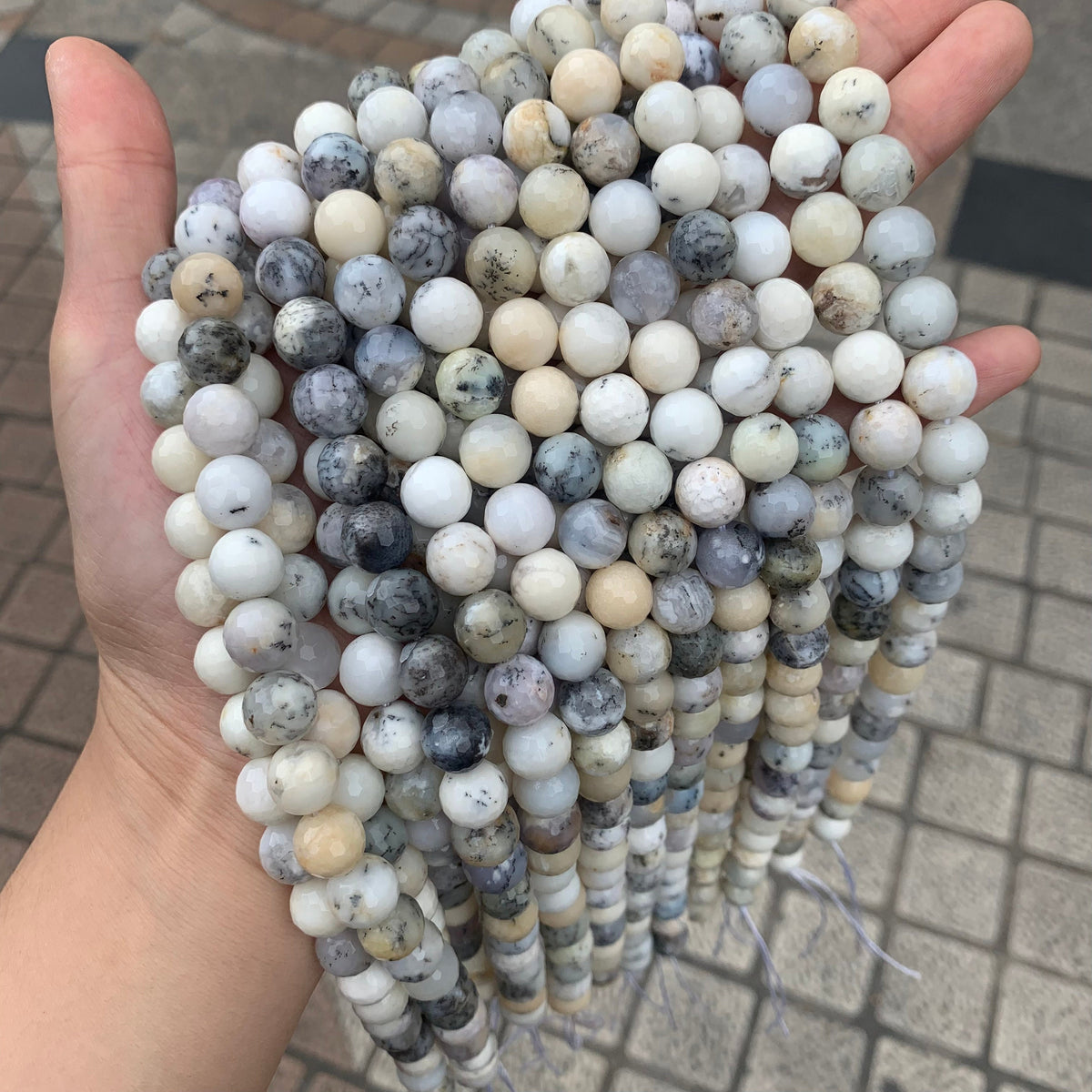 Natural White Opal Faceted beads Round Beads 6mm 8mm 10mm White Opal Bead Faceted Loose Bead for Jewelry DIY Making Strand 15.5" Garde AAA