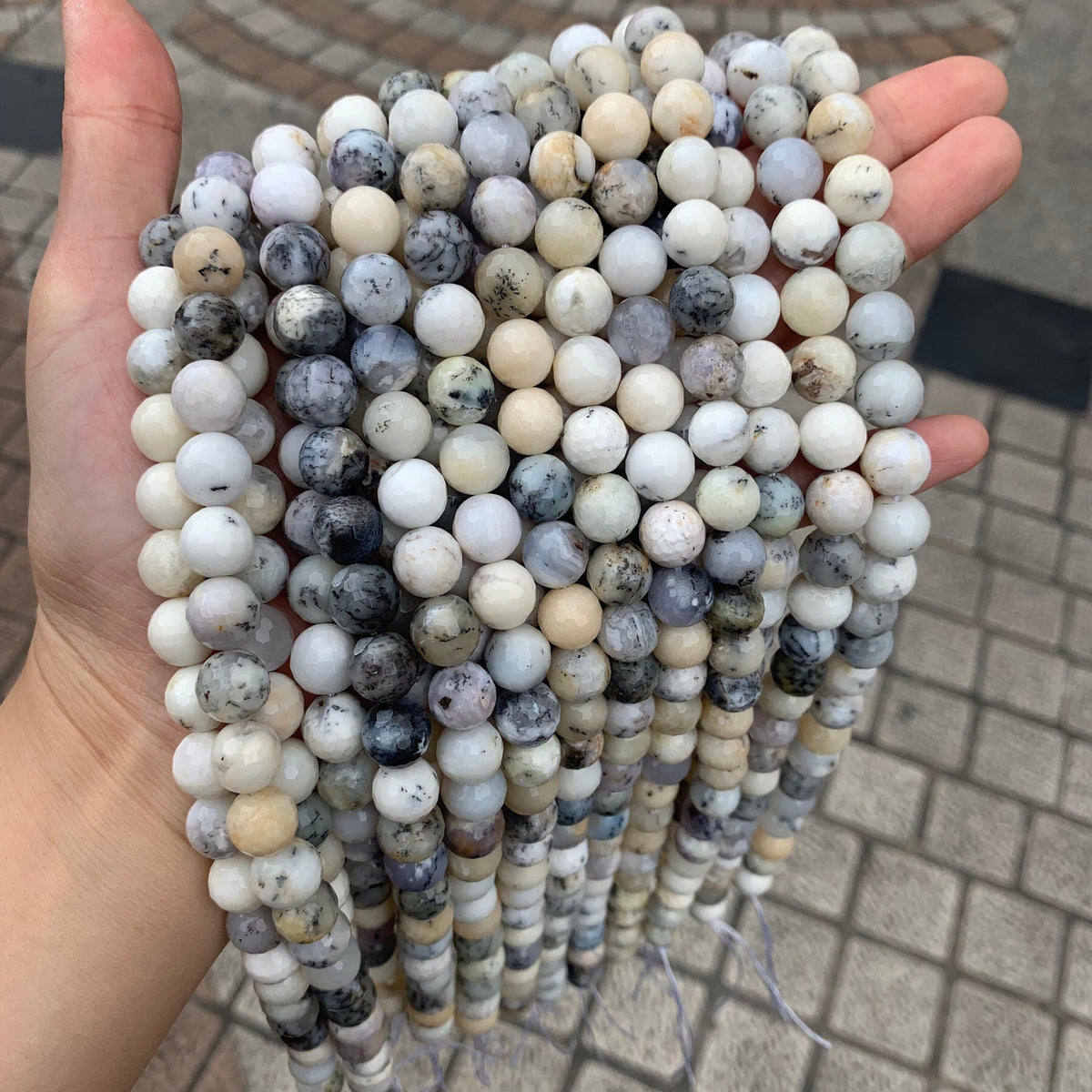 Natural White Opal Faceted beads Round Beads 6mm 8mm 10mm White Opal Bead Faceted Loose Bead for Jewelry DIY Making Strand 15.5" Garde AAA