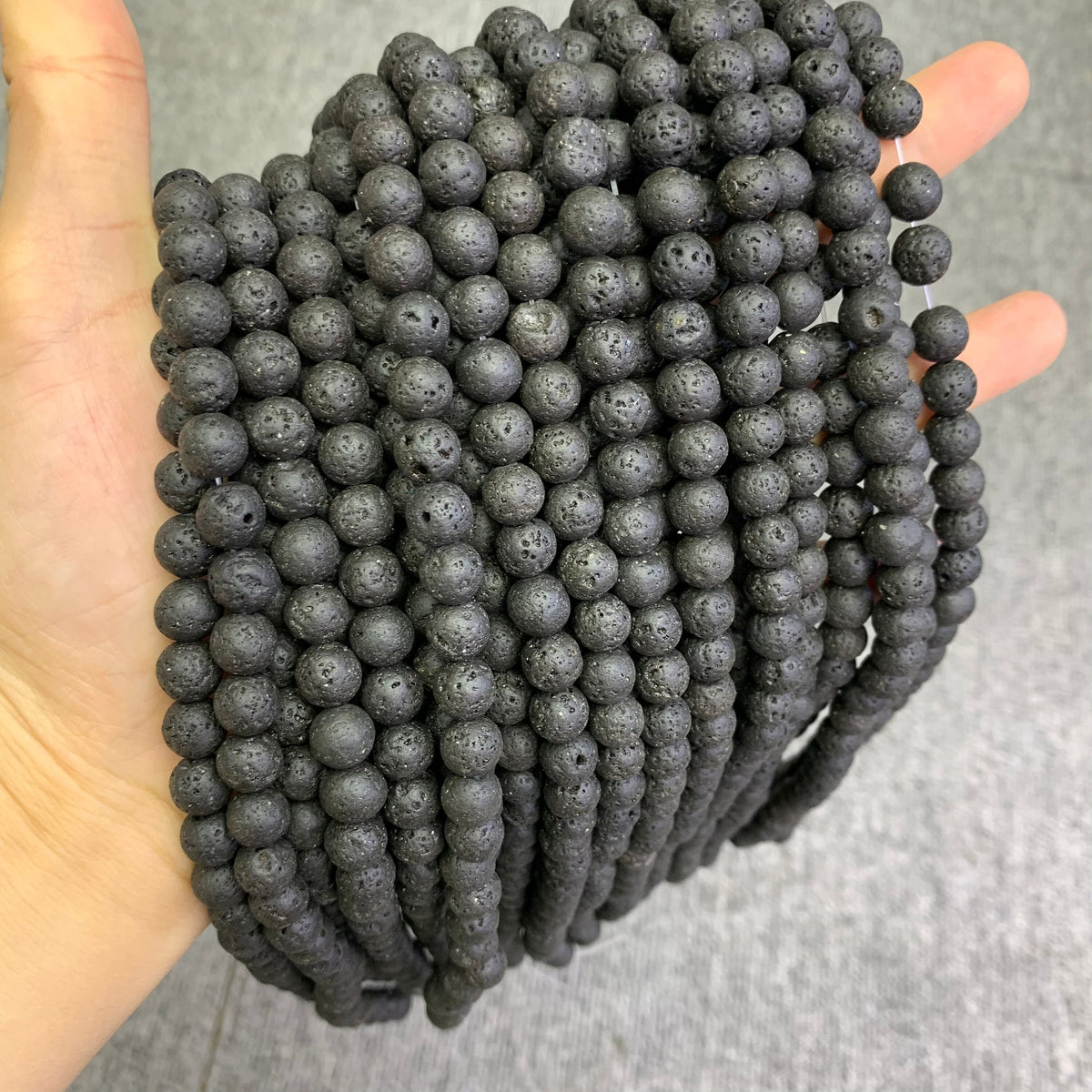 Natural Black Lava Beads 6mm 8mm 10mm Lava Beads Gemstone Round Loose Bead for Jewelry DIY Making Strand 15.5" Garde AAA