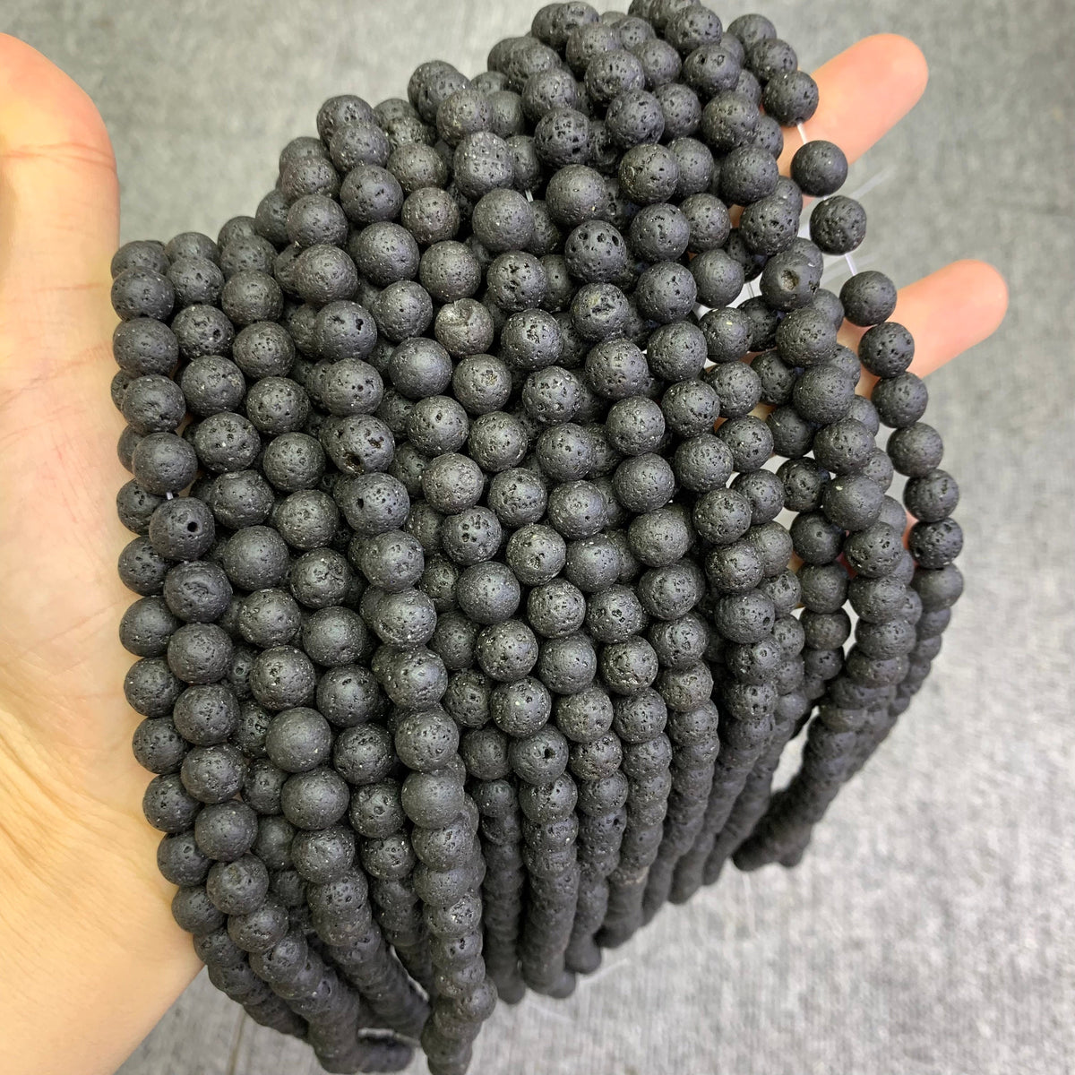 Natural Black Lava Beads 6mm 8mm 10mm Lava Beads Gemstone Round Loose Bead for Jewelry DIY Making Strand 15.5" Garde AAA