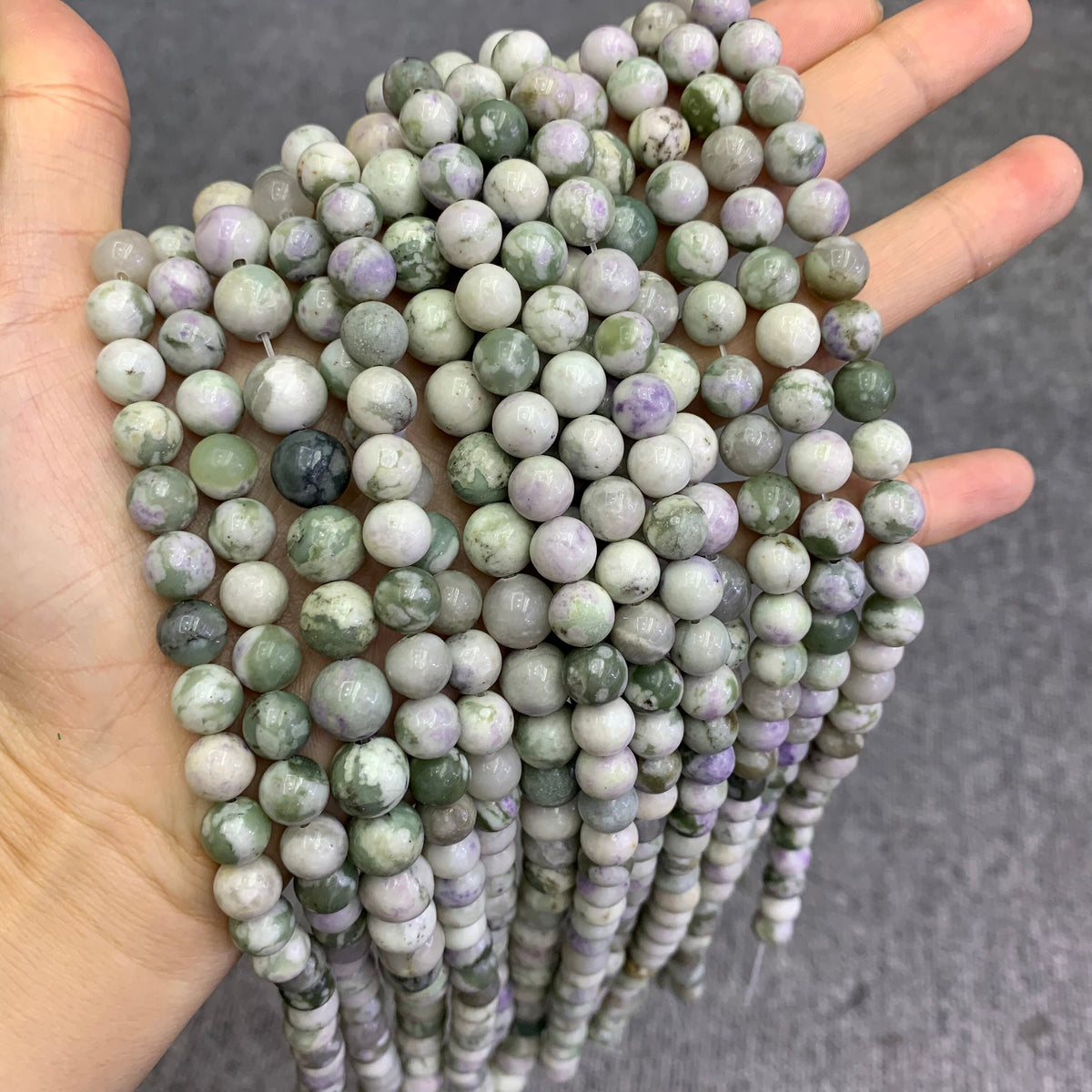 Natural Poppy Jasper Beads 6mm 8mm 10mm Beads Gemstone Round Loose Green White Color Bead for Jewelry DIY Making Strand 15.5" Garde AAA