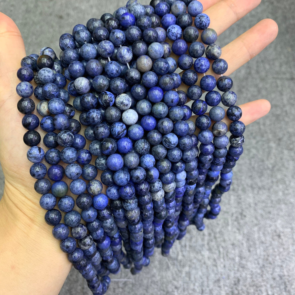 Natural Dumortierite Beads 6mm 8mm 10mm Beads Gemstone Round Loose Blue Color Bead for Jewelry DIY Making Strand 15.5" Garde AAA