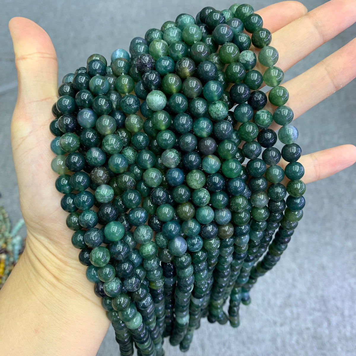 Natural Fancy Jasper Beads 6mm 8mm 10mm Beads Gemstone Round Loose Green Fancy Jasper Bead for Jewelry DIY Making Strand 15.5" Garde AAA