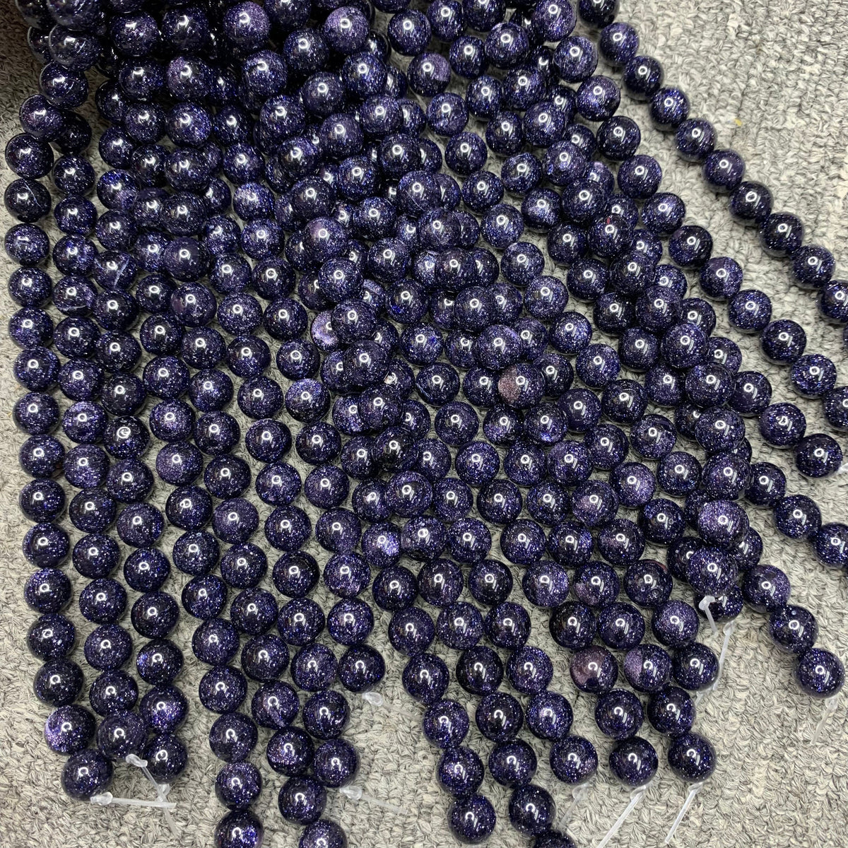 Natural Blue Gold Stone Beads 6mm 8mm 10mm Gemstone Round Loose Blue Sandstone Beads for Jewelry DIY Making Strand 15.5" Garde AAA