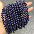 Natural Blue Gold Stone Beads 6mm 8mm 10mm Gemstone Round Loose Blue Sandstone Beads for Jewelry DIY Making Strand 15.5" Garde AAA