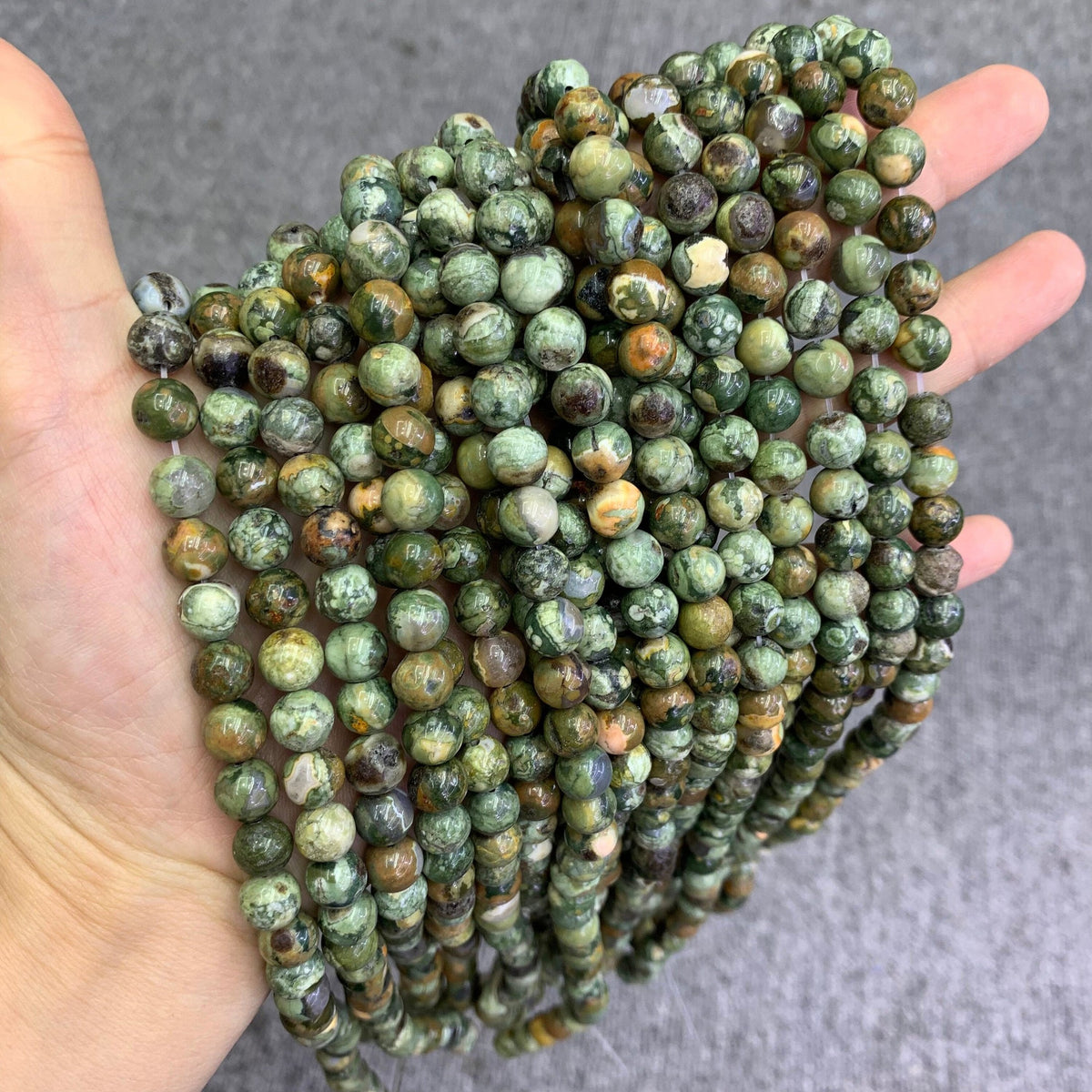 Natural Rhyolite Jasper Beads 6mm 8mm 10mm Gemstone Round Loose Rhyolite Stone Beads for Jewelry DIY Making Strand 15.5" Garde AAA