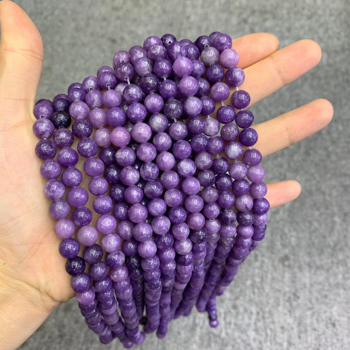 Natural Purple Lepidolite Beads 6mm 8mm 10mm Gemstone Round Loose Lepidolite Stone Beads for Jewelry DIY Making Strand 15.5" Garde AAA