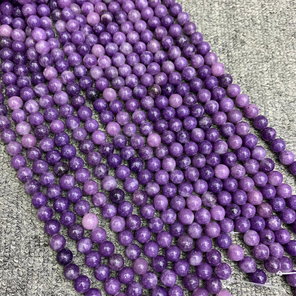 Natural Purple Lepidolite Beads 6mm 8mm 10mm Gemstone Round Loose Lepidolite Stone Beads for Jewelry DIY Making Strand 15.5" Garde AAA