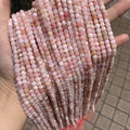 Natural Pink Opal Cube Faceted Beads 4.5mm Gemstone Loose Pink Opal Stone Square Beads for Jewelry DIY Making Strand 15.5" Garde AAA