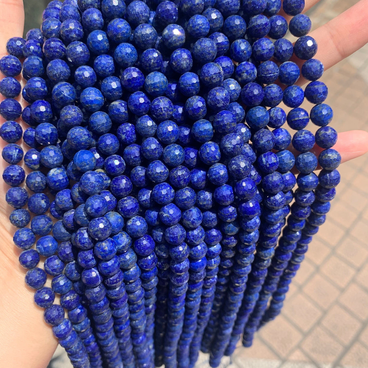 Natural Lapis Round Beads 8mm Gemstone Round Loose Lapis Stone Beads for Jewelry DIY Making Strand 15.5" Garde AAA