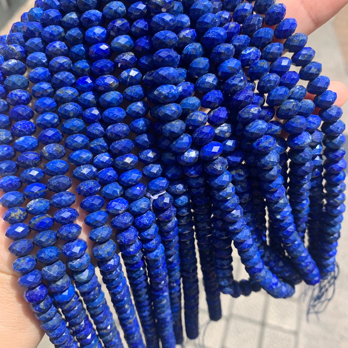 Natural Faceted Blue Lapis Rondelle Beads 5mm*8mm Gemstone Rondelle Loose Lapis Stone Beads for Jewelry DIY Making Strand 15.5" Garde AAA