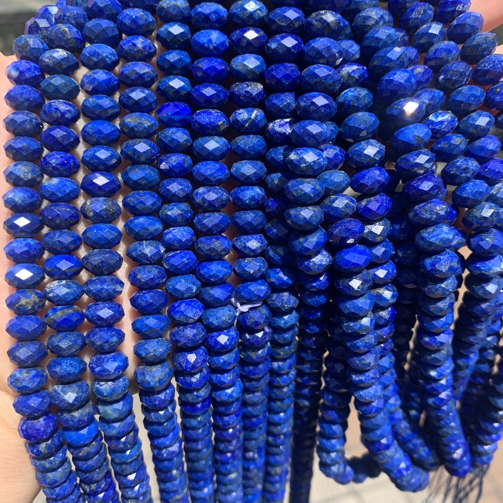 Natural Faceted Blue Lapis Rondelle Beads 5mm*8mm Gemstone Rondelle Loose Lapis Stone Beads for Jewelry DIY Making Strand 15.5" Garde AAA