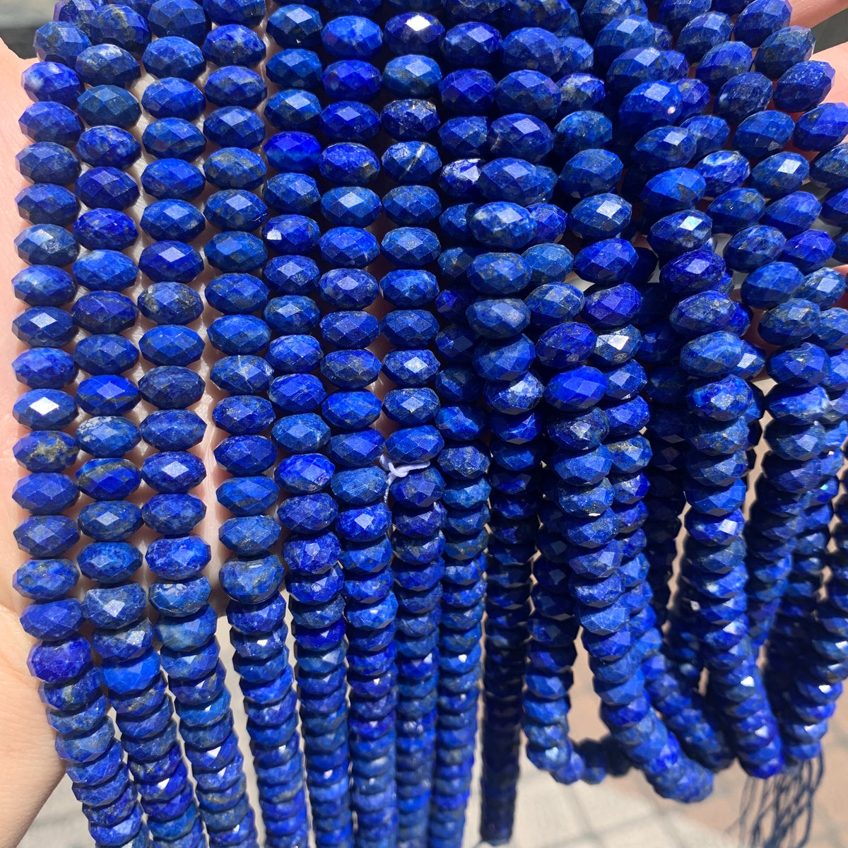 Natural Faceted Blue Lapis Rondelle Beads 5mm*8mm Gemstone Rondelle Loose Lapis Stone Beads for Jewelry DIY Making Strand 15.5" Garde AAA