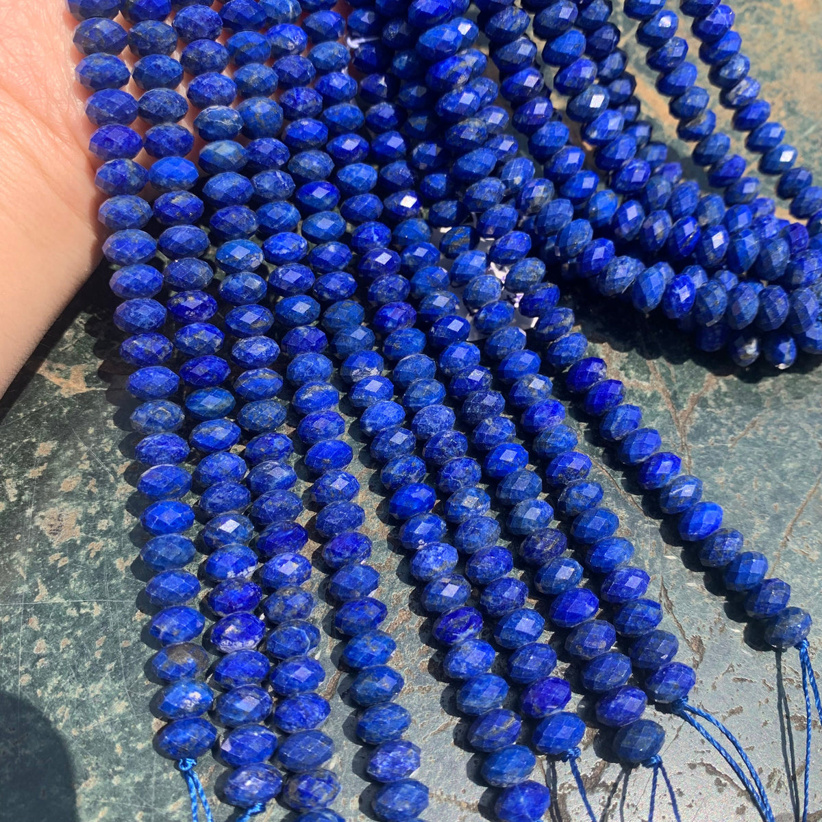 Natural Faceted Blue Lapis Rondelle Beads 5mm*8mm Gemstone Rondelle Loose Lapis Stone Beads for Jewelry DIY Making Strand 15.5" Garde AAA