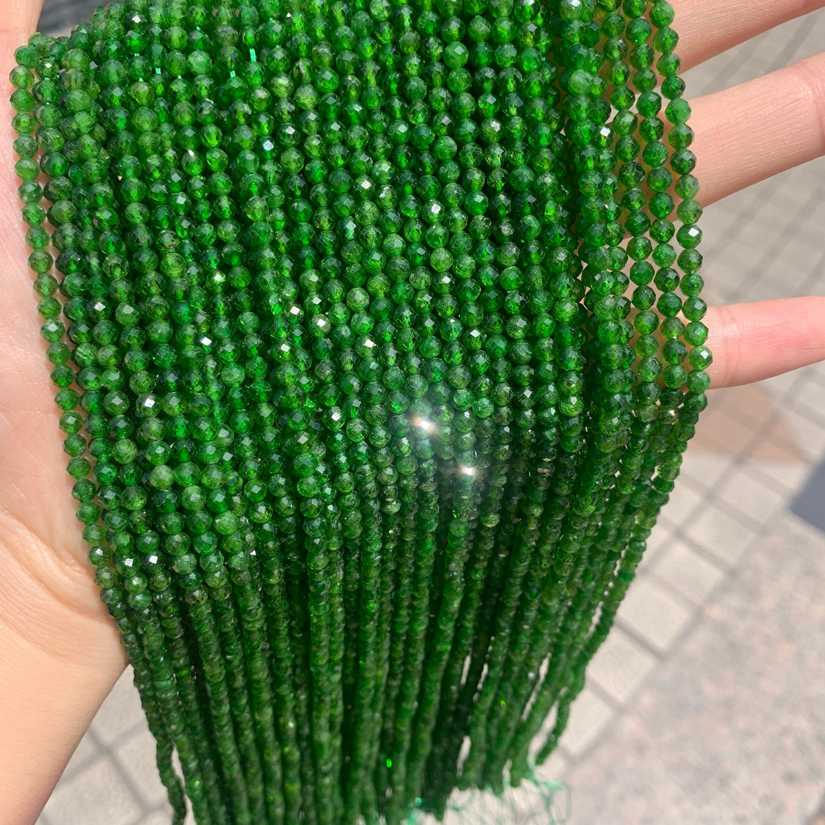 Natural Diopside Faceted Beads 3mm Gemstone Round Loose Diopside Stone Beads for Jewelry DIY Making Strand 15.5" Garde AAA