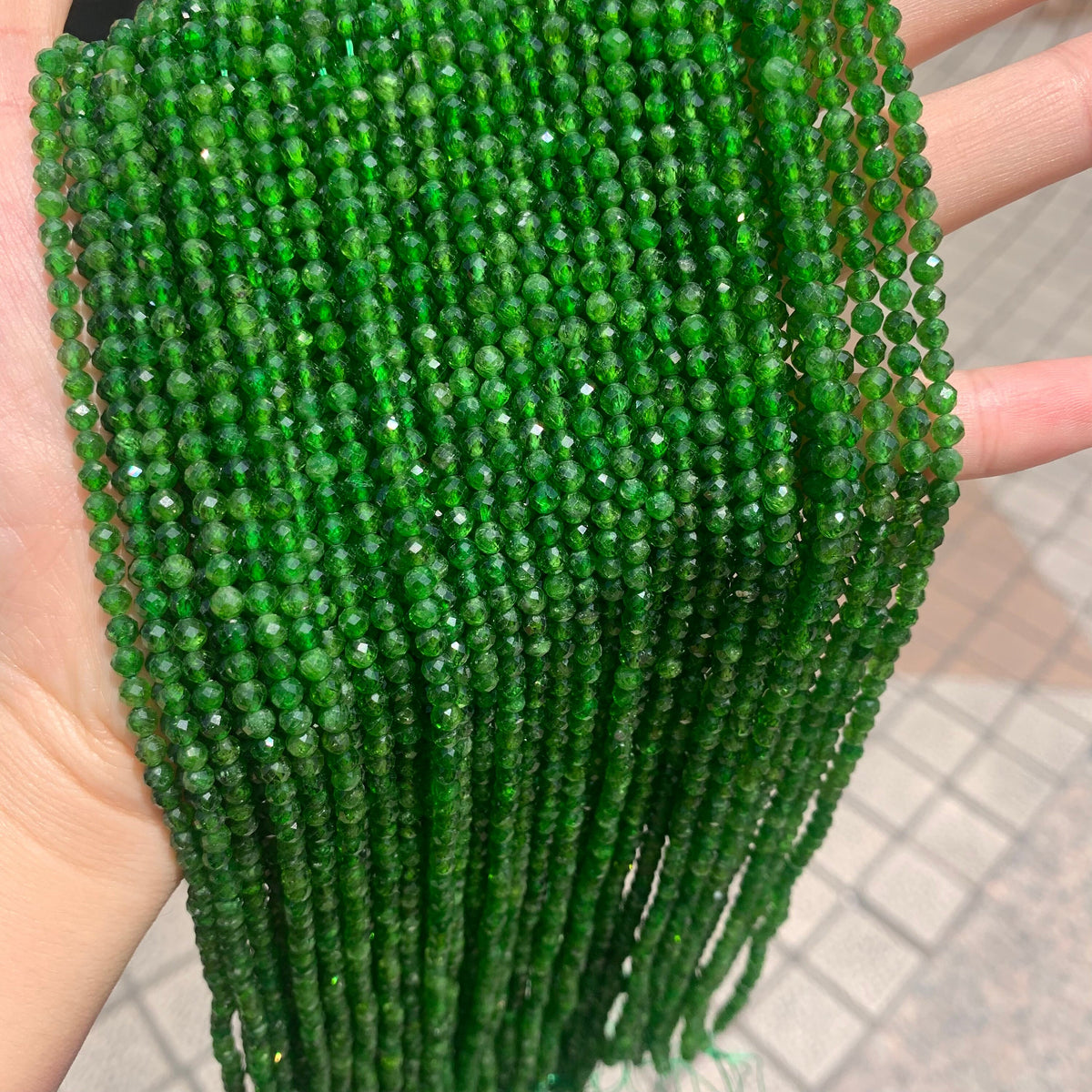 Natural Diopside Faceted Beads 3mm Gemstone Round Loose Diopside Stone Beads for Jewelry DIY Making Strand 15.5" Garde AAA