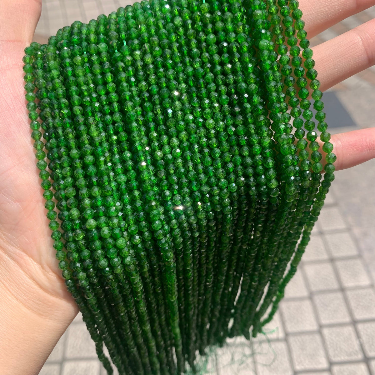 Natural Diopside Faceted Beads 3mm Gemstone Round Loose Diopside Stone Beads for Jewelry DIY Making Strand 15.5" Garde AAA