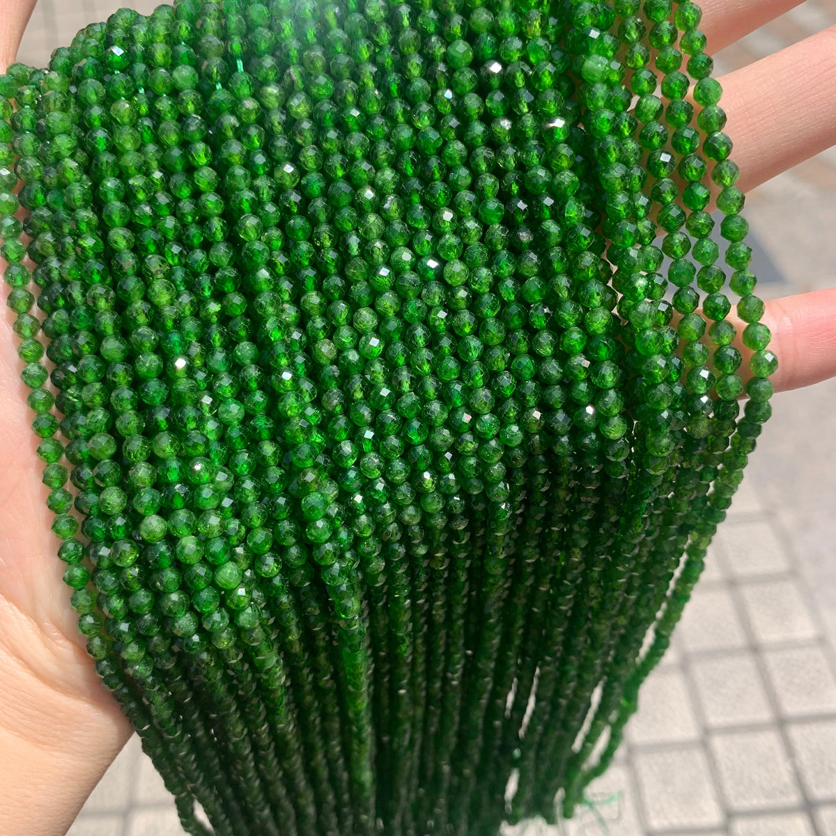 Natural Diopside Faceted Beads 3mm Gemstone Round Loose Diopside Stone Beads for Jewelry DIY Making Strand 15.5" Garde AAA