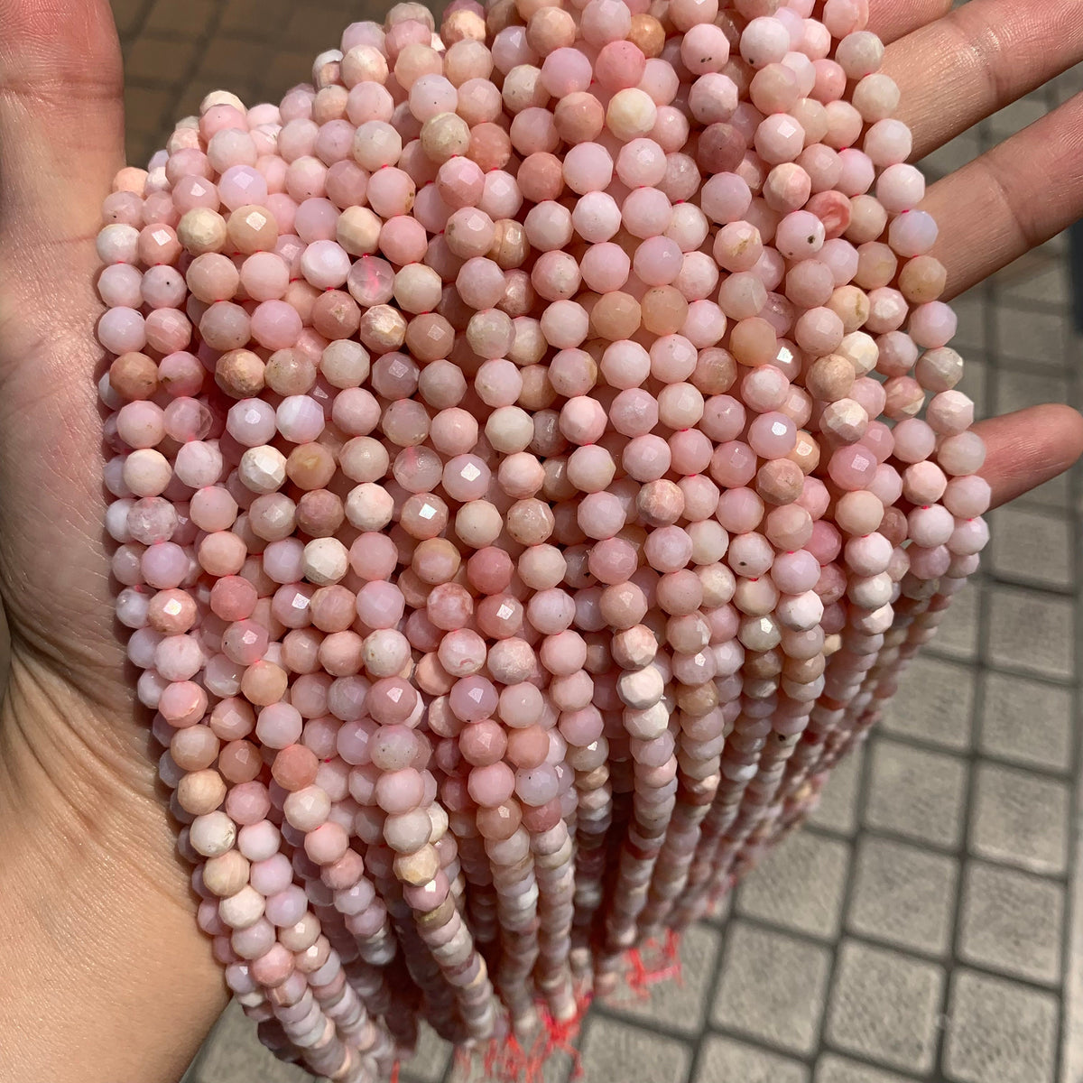 Natural Pink Opal Faceted Beads 6mm Gemstone Round Loose Pink Opal Stone Beads for Jewelry DIY Making Strand 15.5" Garde AAA