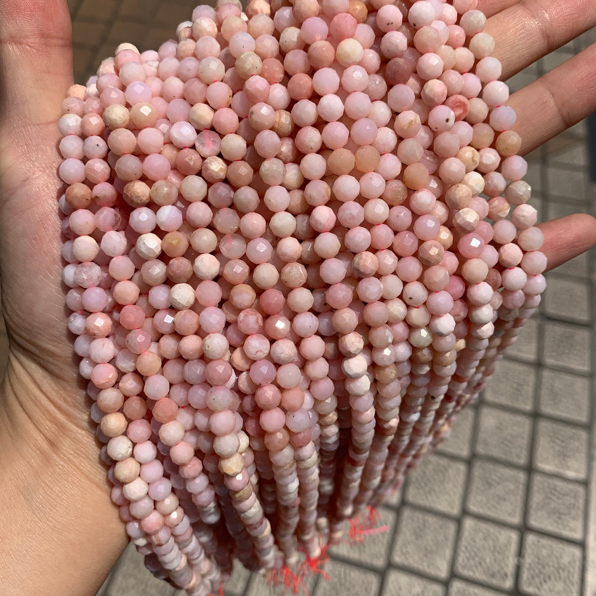 Natural Pink Opal Faceted Beads 6mm Gemstone Round Loose Pink Opal Stone Beads for Jewelry DIY Making Strand 15.5" Garde AAA