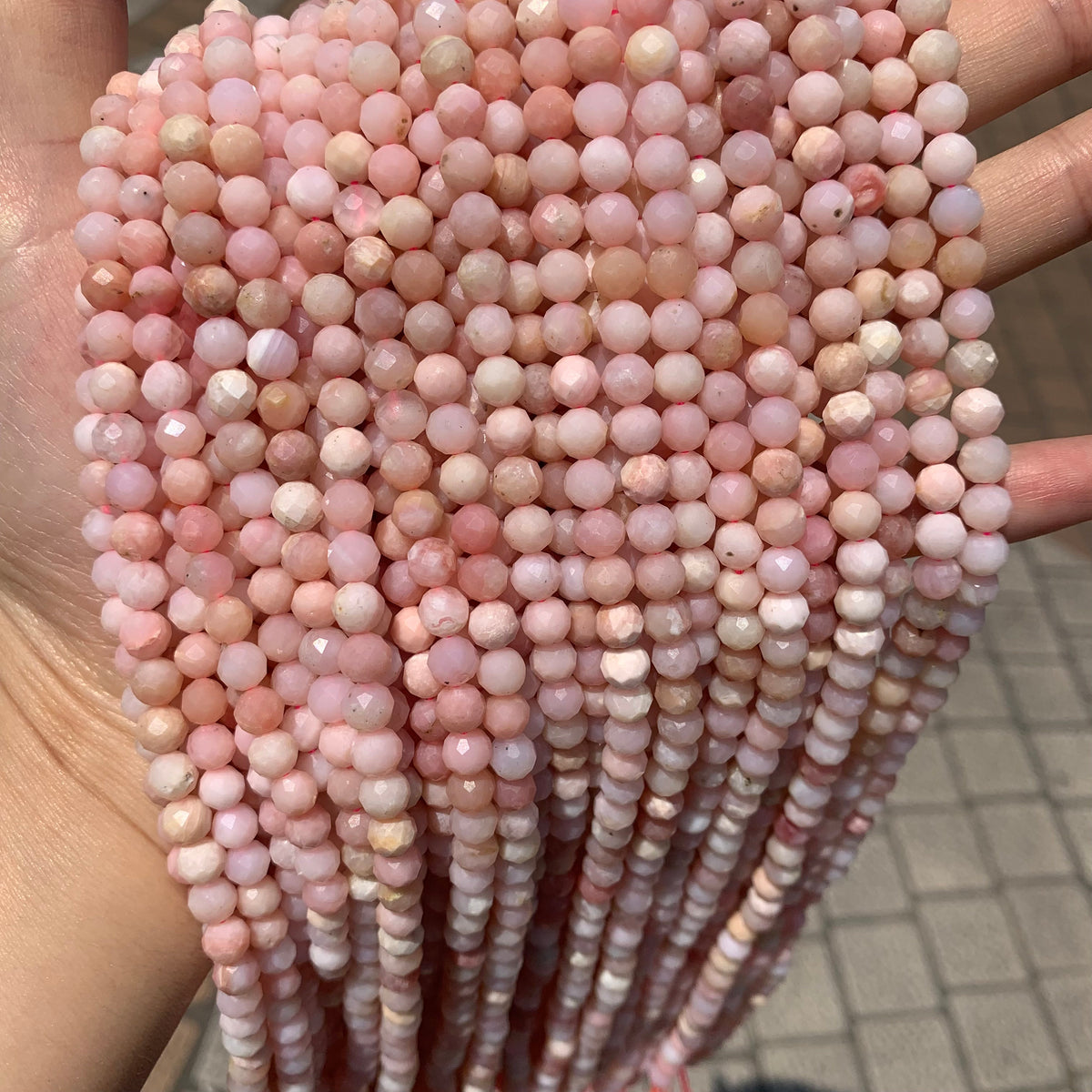 Natural Pink Opal Faceted Beads 6mm Gemstone Round Loose Pink Opal Stone Beads for Jewelry DIY Making Strand 15.5" Garde AAA